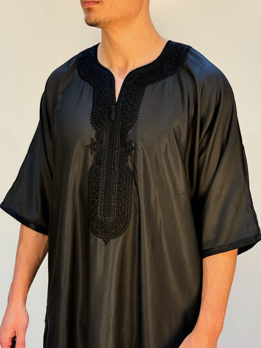 Moroccan Thobe - Jet Black