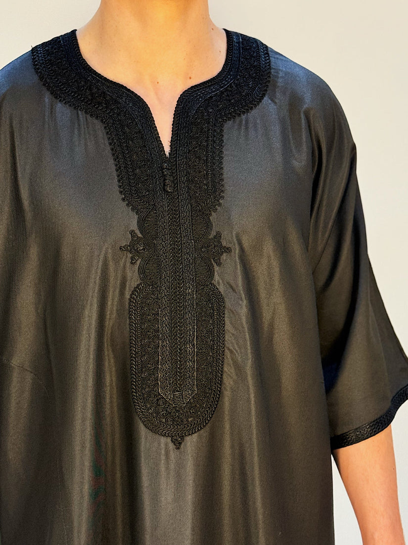 Moroccan Thobe - Jet Black