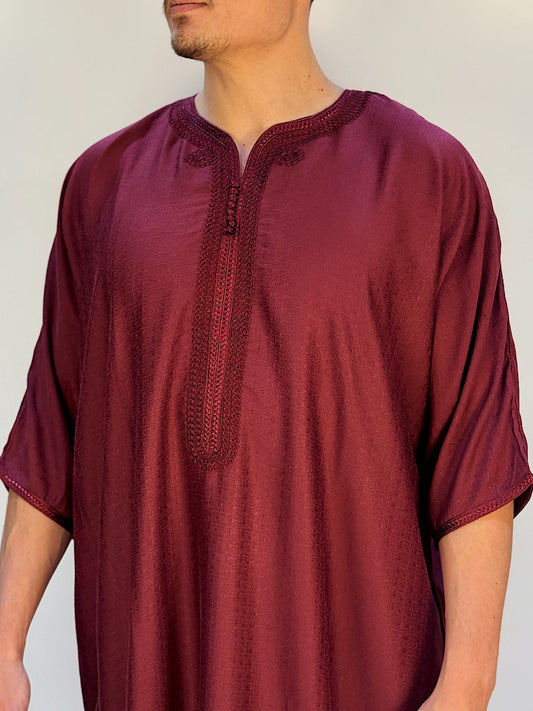 Moroccan Thobe - Burgundy