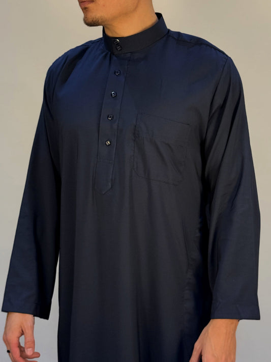 Classic Saudi Thobe - Deep Navy